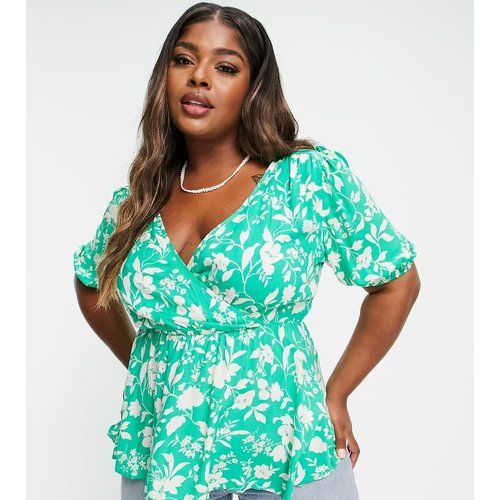 New Look Curve - Top cache-cœur avec basque à imprimé petites fleurs - New Look Plus - Modalova