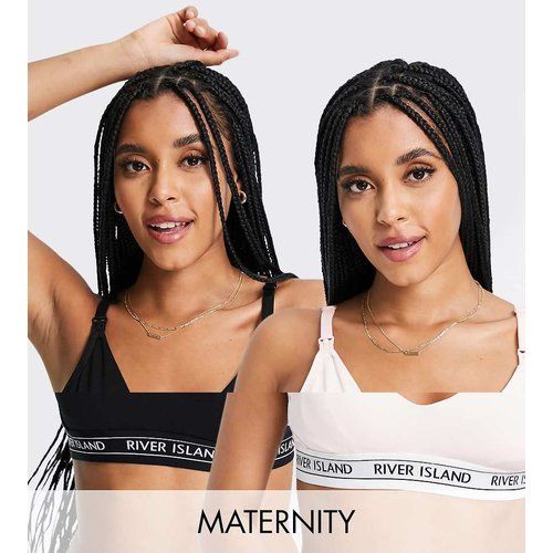 Lot de 2 soutiens-gorges avec bande élastique à logo - Noir et - River Island Maternity - Modalova