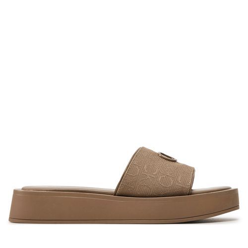 Mules / sandales de bain Calvin Klein Flatform Slide Relock Mono Jacq HW0HW01488 Marron - Chaussures.fr - Modalova