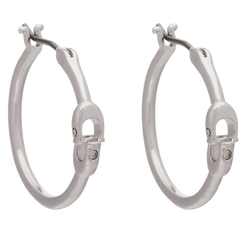 Boucles d'oreilles Coach Signature Hoop Earrings 37408160RHO030 Argent - Chaussures.fr - Modalova