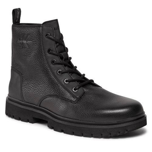 Boots Calvin Klein Jeans Eva Mid Laceup Boot Lth YM0YM00751 Triple Black 0GT - Chaussures.fr - Modalova