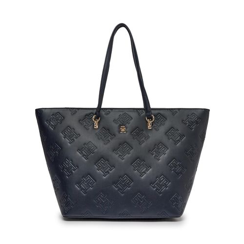 Sac à main Tommy Hilfiger Th Refined Tote Mono AW0AW15726 Space Blue DW6 - Chaussures.fr - Modalova