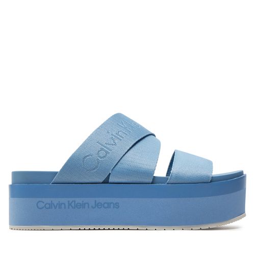 Mules / sandales de bain Calvin Klein Jeans Flatform Sandal Webbing In Mr YW0YW01361 Bleu - Chaussures.fr - Modalova