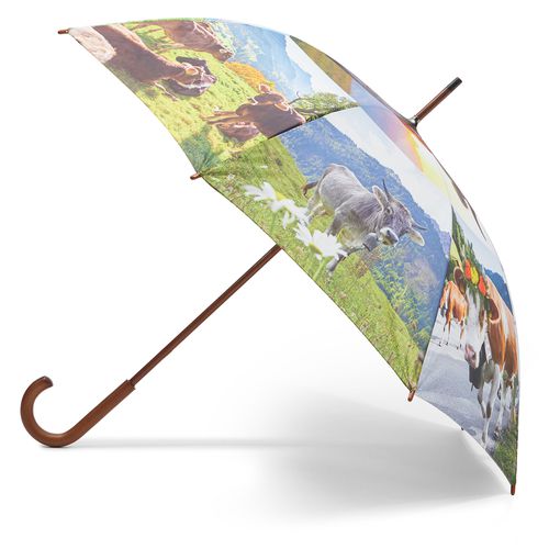 Parapluie Happy Rain Long Manuell 74140 Holzstock Alpenkuh - Chaussures.fr - Modalova