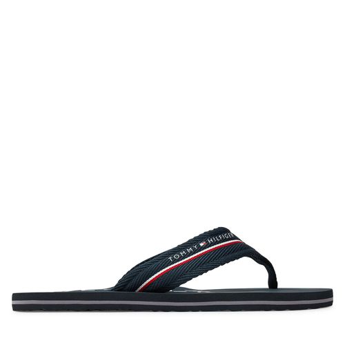 Tongs Tommy Hilfiger Web Beach Sandal FM0FM05340 Bleu marine - Chaussures.fr - Modalova