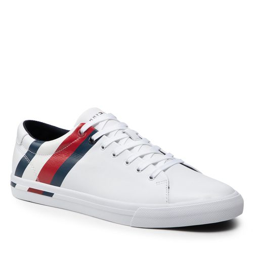 Sneakers Tommy Hilfiger Corporate Stripes Leather Vulc FM0FM04003 White YBR - Chaussures.fr - Modalova