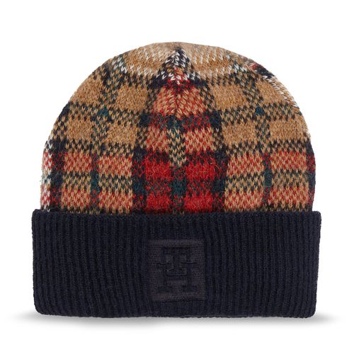 Bonnet Tommy Hilfiger Tommy Check Beanie AW0AW15315 Space Blue DW6 - Chaussures.fr - Modalova