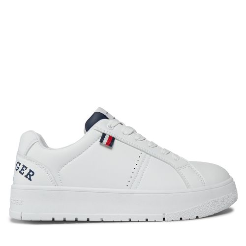 Sneakers Tommy Hilfiger Logo Low Cut Lace-Up Sneaker T3X9-33360-1355 S White/Blue X336 - Chaussures.fr - Modalova