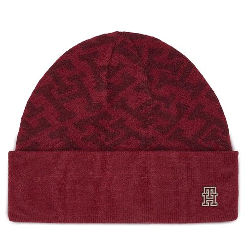 Bonnet Tommy Hilfiger Monogram All Over Beanie AW0AW15327 Rouge - Chaussures.fr - Modalova