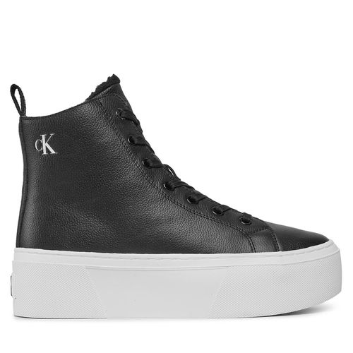 Sneakers Calvin Klein Jeans Cupsole Flatform Mid Wl Lth Wn YW0YW01180 Black/Bright White BEH - Chaussures.fr - Modalova