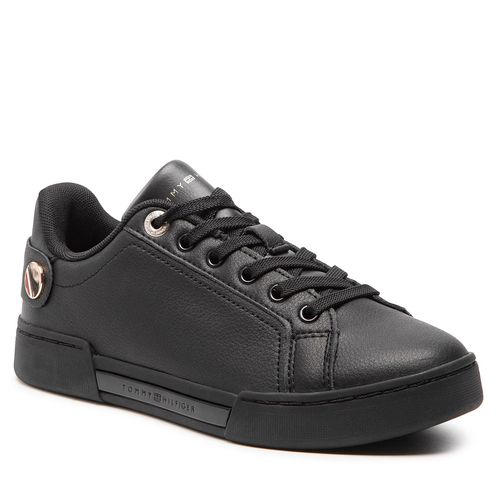 Sneakers Tommy Hilfiger Button Detail Court Sneaker FW0FW06733 Noir - Chaussures.fr - Modalova