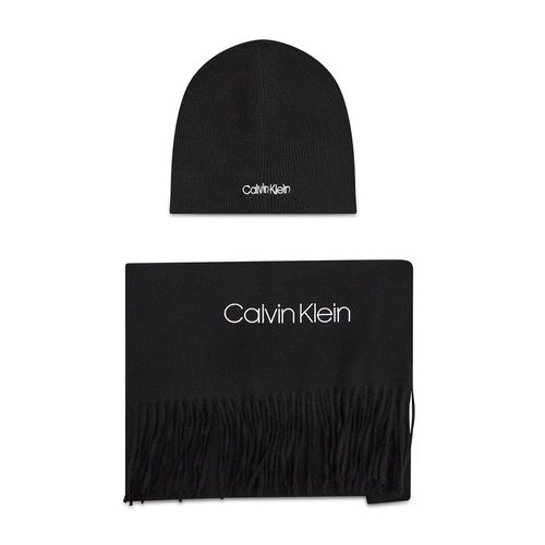 Ensemble bonnet + écharpe Calvin Klein Basic Wool Beanie+Scarf K50K507552 Noir - Chaussures.fr - Modalova