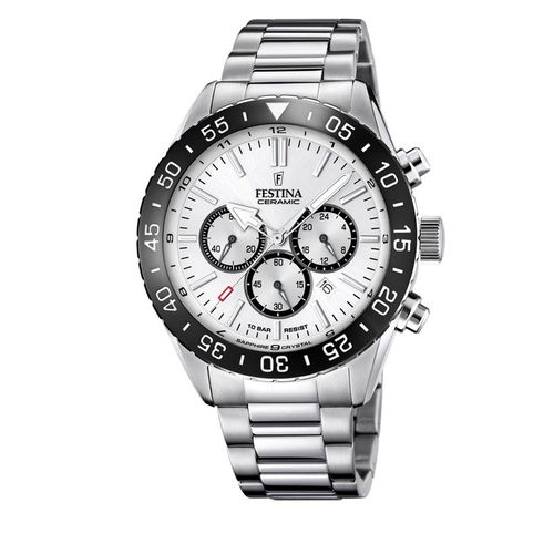 Montre Festina Ceramic Chrono F20575/1 Silver/Black - Chaussures.fr - Modalova