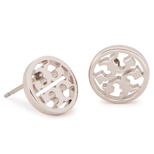 Boucles d'oreilles Tory Burch Logo Circle Stud Earring 11165518 Tory Silver 022 - Chaussures.fr - Modalova