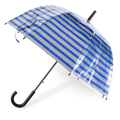 Parapluie Happy Rain Long Ac Domeshape 40991 Metallic Stripes Silver/Blue - Chaussures.fr - Modalova