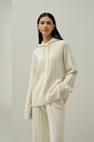 Pull à capuche en tricot côtelé - LILYSILK - Modalova