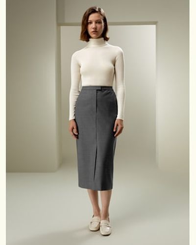 LILYSILK Jupe En Laine Et Soie Fente Sur Le Devant Soie-Laine Mettant En Valeur La Féminité 40 - LILYSILK - Modalova