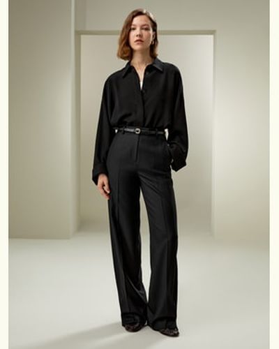 LILYSILK Pantalon Droit En Laine Et Soie Mélangée À Jambe Droite Soie Et Laine Les Essentiels De La Garde-Robe 36 - LILYSILK - Modalova