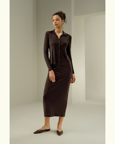 LILYSILK Jupe Midi Élégante En Soie Bonne Élasticité Jersey De Soie Simple Et Classique Style D'Affaires 40 - LILYSILK - Modalova