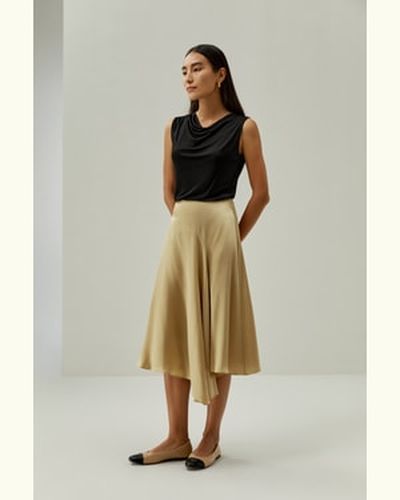 LILYSILK Jupe En Soie Mi Longue Jupe Asymétrique Chic 100% Soie De Mûrier Confortable Et Durable Naturellement Antibactériens 42 - LILYSILK - Modalova