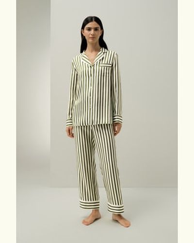 LILYSILK Ensemble Pyjama Rayé Boutonné Taille Réglable Avec Soie Cravate Pure Soie Régulateur De Température - Xs - LILYSILK - Modalova