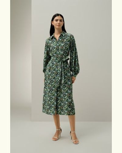 LILYSILK Robe-Chemise Mi-Longue Fabriqué Avec Du Tissu Liberty Soie Crêpe De Chine Convenir À Toutes Les Occasions L - LILYSILK - Modalova