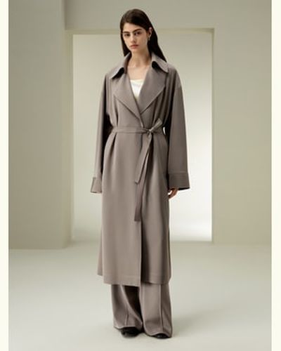 LILYSILK Manteau Long Oversize Gros Revers Avec Ceinture Crêpe De Chine En Soie Un Lustre Naturel Élégant Léger Et Résistant Aux Rides Xs - LILYSILK - Modalova