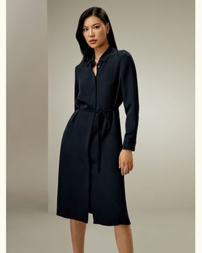 LILYSILK Robe Drapée Unie À Liens En Corde Coupe Régulière 100% Soie De Mûrier Style Moderne Longueur Sous Le Genou M - LILYSILK - Modalova