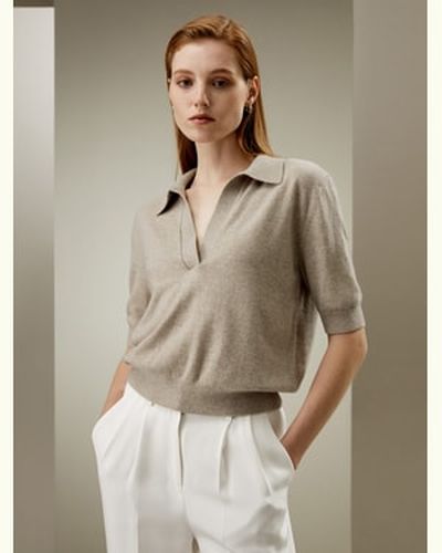 LILYSILK Pull Polo En Bébé Cachemire Bords Côtelés 100% Bébé Cachemire Essentiel Pour Le Travail Une Élégance Intemporelle M - LILYSILK - Modalova