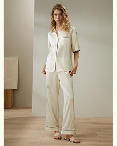 LILYSILK Pyjama Soie Tuyau Contrasté Coupe Décontractée 100% Soie Conçu Pour La Beauté Une Meilleure Peau XL - LILYSILK - Modalova