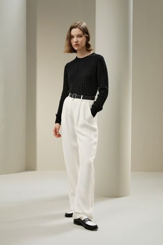 Pull en maille torsadée classique avec bords côtelés - LILYSILK - Modalova