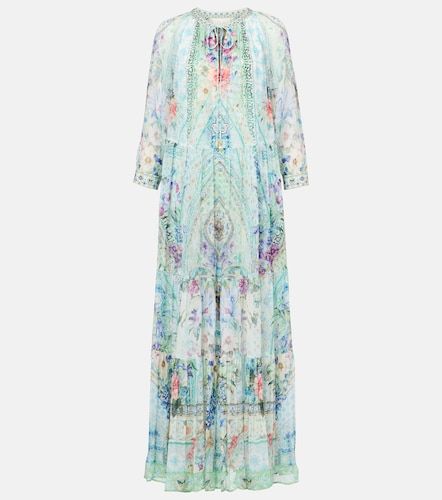 Robe longue imprimée en soie à cristaux - Camilla - Modalova