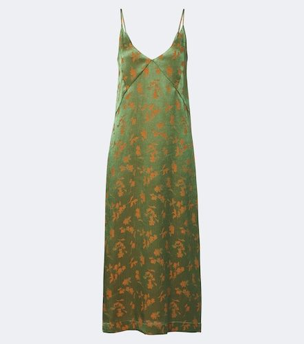 Robe midi en jacquard de satin à fleurs - Dries Van Noten - Modalova