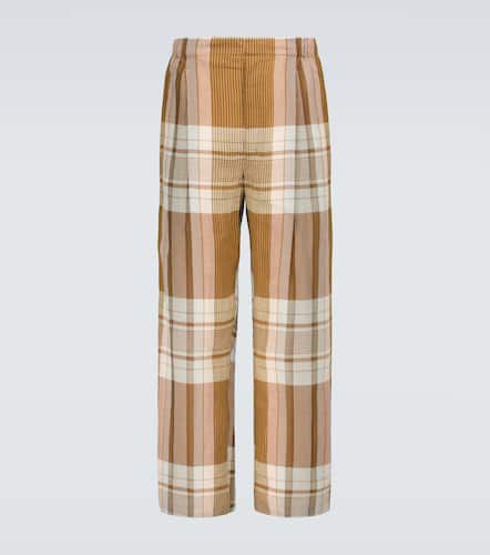 Pantalon en coton et lin mélangés à carreaux - Lemaire - Modalova