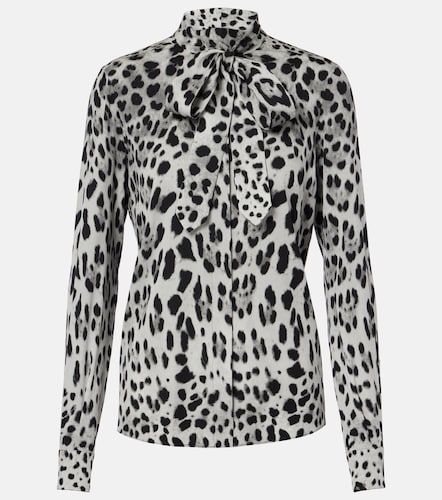 Blouse en soie mélangée à imprimé léopard - Dolce&Gabbana - Modalova