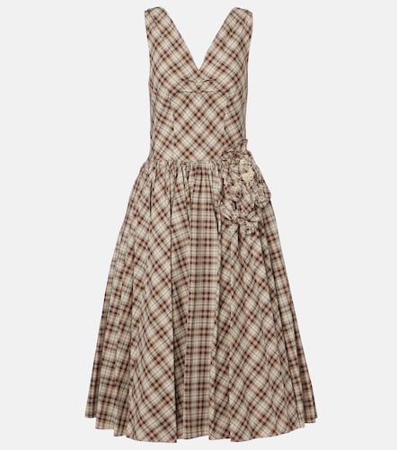 Robe midi en coton à carreaux - Prada - Modalova
