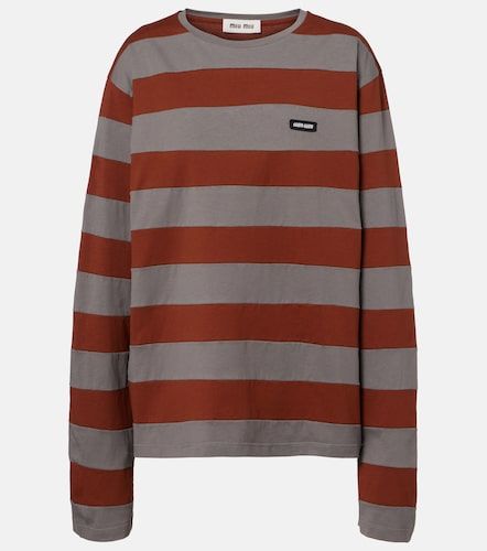 Miu Miu T-shirt en coton à rayures - Miu Miu - Modalova