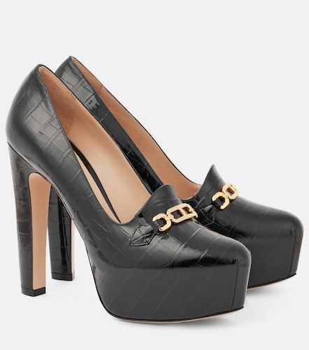 Escarpins à plateforme en cuir verni façon croco - Tom Ford - Modalova