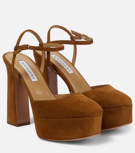 Escarpins Groove Plateau 120 en daim - Aquazzura - Modalova