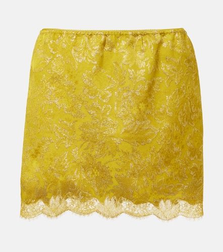 Mini-jupe en coton mélangé et dentelle - Saint Laurent - Modalova