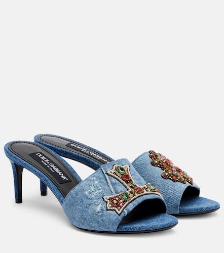 Mules en jean à cristaux - Dolce&Gabbana - Modalova