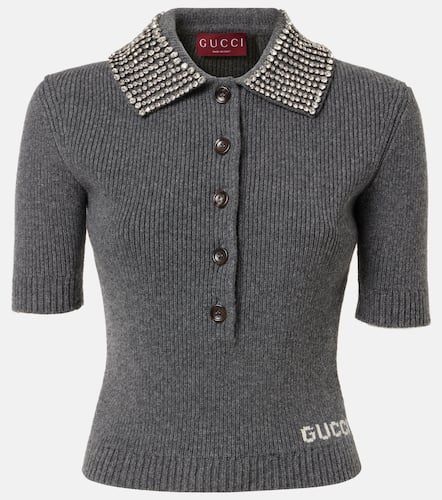 Gucci Polo en laine à cristaux - Gucci - Modalova