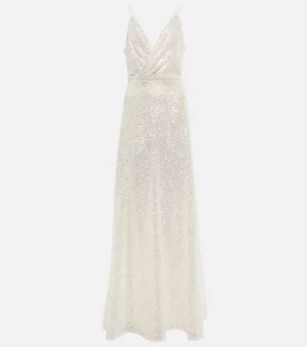 Robe longue Kristina en tulle à sequins - Costarellos - Modalova