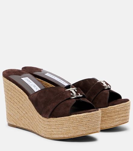 Mules compensées Leda 100 en daim - Jimmy Choo - Modalova