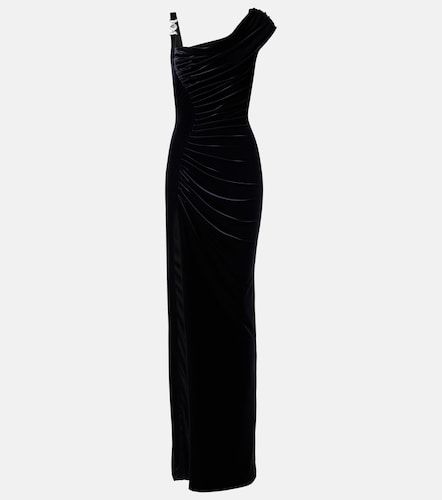 Robe longue asymétrique en velours - Versace - Modalova