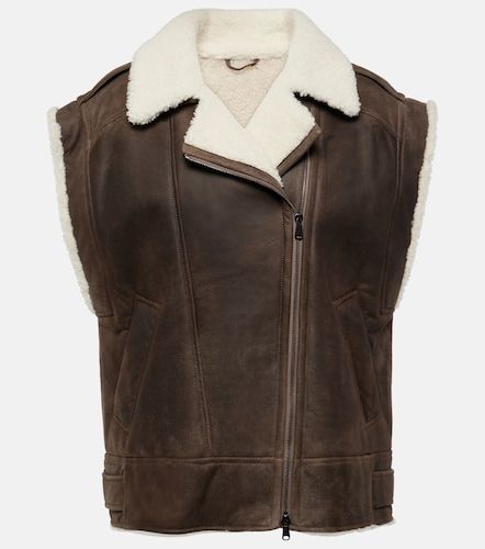 Veste sans manches en cuir et peau lainée - Brunello Cucinelli - Modalova