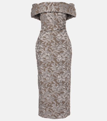 Robe midi en jacquard à fleurs - Oscar de la Renta - Modalova