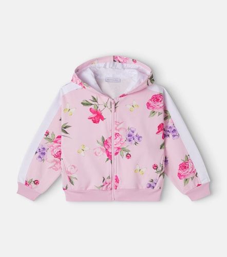 Sweat-shirt à capuche en coton mélangé à fleurs - Monnalisa - Modalova