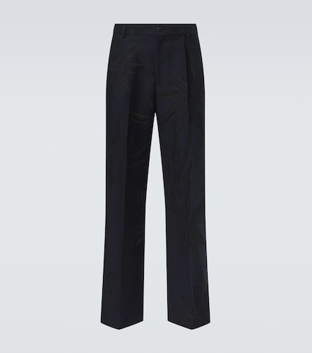 Pantalon droit en coton mélangé à fleurs - Dries Van Noten - Modalova