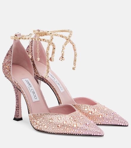 Escarpins Stevie 100 en satin à cristaux - Jimmy Choo - Modalova